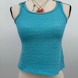 y2k textured teal blue crop top